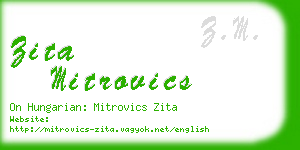 zita mitrovics business card